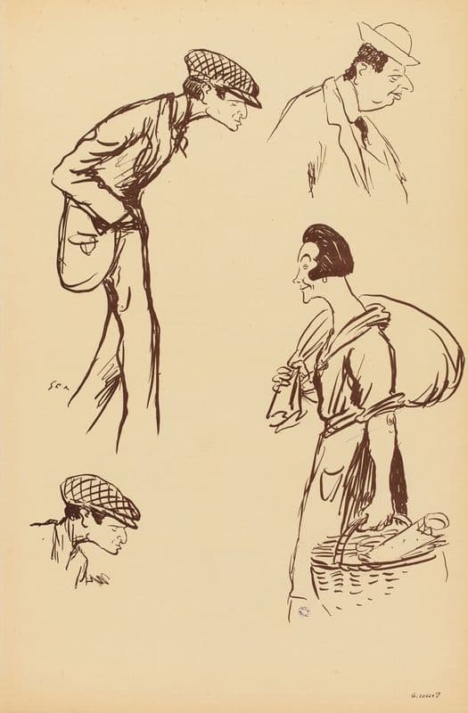 personnage non identifié dessiné deux fois, Maurice de Rotschild, l’abbé Mugnier as a canvas print