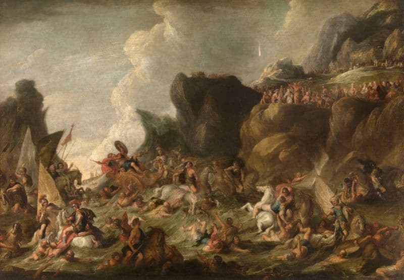 Pharaoh and his Army engulfed in the Red Sea as a canvas print