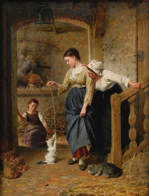 Playing With Kittens as a canvas print