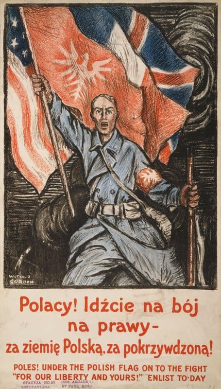 Poles! Under the Polish flag, on to the fight – ‘For our liberty and yours!’ Enlist to-day as a canvas print