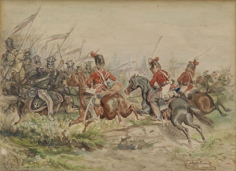 Polnische Soldaten im Kampf as a canvas print