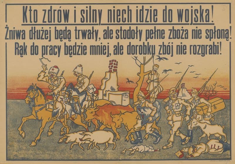 Polski plakat z okresu wojny polsko-bolszewickiej as a canvas print