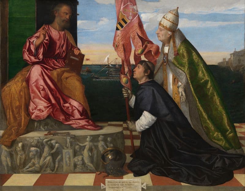 Pope Alexander VI Presenting Bishop Jacopo Pesaro to Saint Peter (1506-1510) as a canvas print