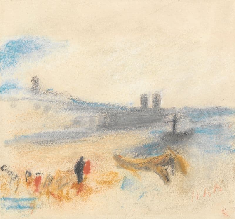 Port with Moored Steamship as a canvas print