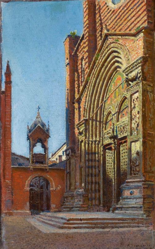 Portal of the church of St. Anastasia in Verona as a canvas print