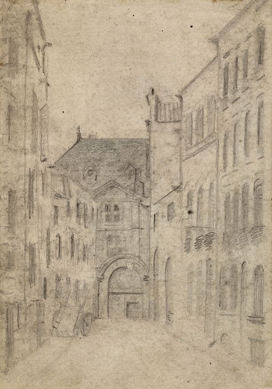 Porte ancienne au fond d’une ruelle as a canvas print
