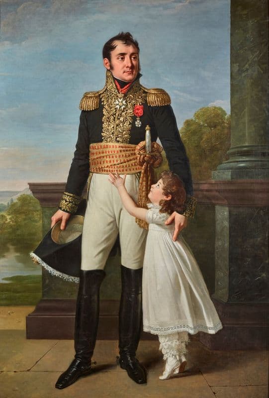 Portrait du baron Solignac avec sa fille Louise-Delphine (circa 1815) as a canvas print
