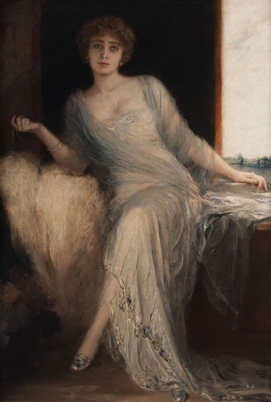 Portrait einer sitzenden Dame as a canvas print