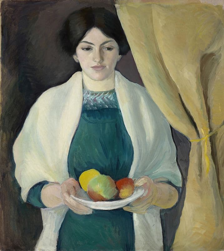 Portrait with apples as a canvas print