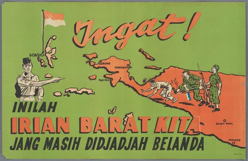 Poster ‘Denk eraan! Dit is ons West Irian dat nog bezet is door Nederland’ as a canvas print