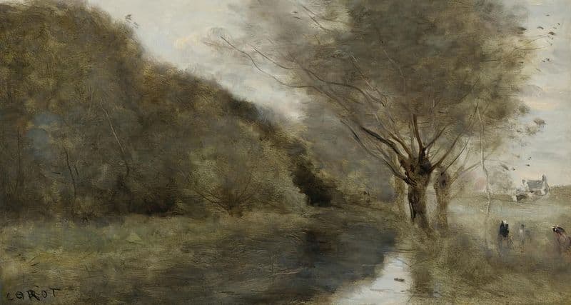Près Gisors; Saulaie Et Rivière, Effet Du Matin as a canvas print