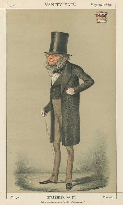 Prime Ministers – ‘It is his mission to stem the tide of democracy.’ The Earl of Derby. 29 May 1869 as a canvas print