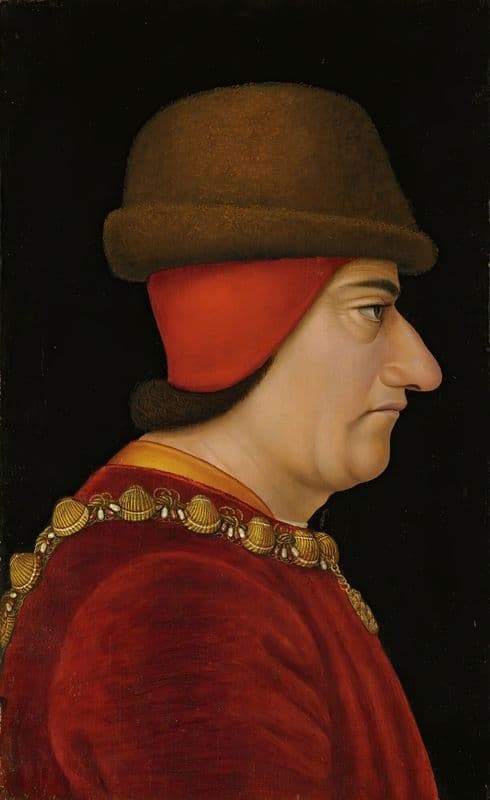 Profile Portrait Of Louis Xi, King Of France (1423-1483), Wearing The Collar Of The Order Of Saint-Michel (circa 1470) as a canvas print