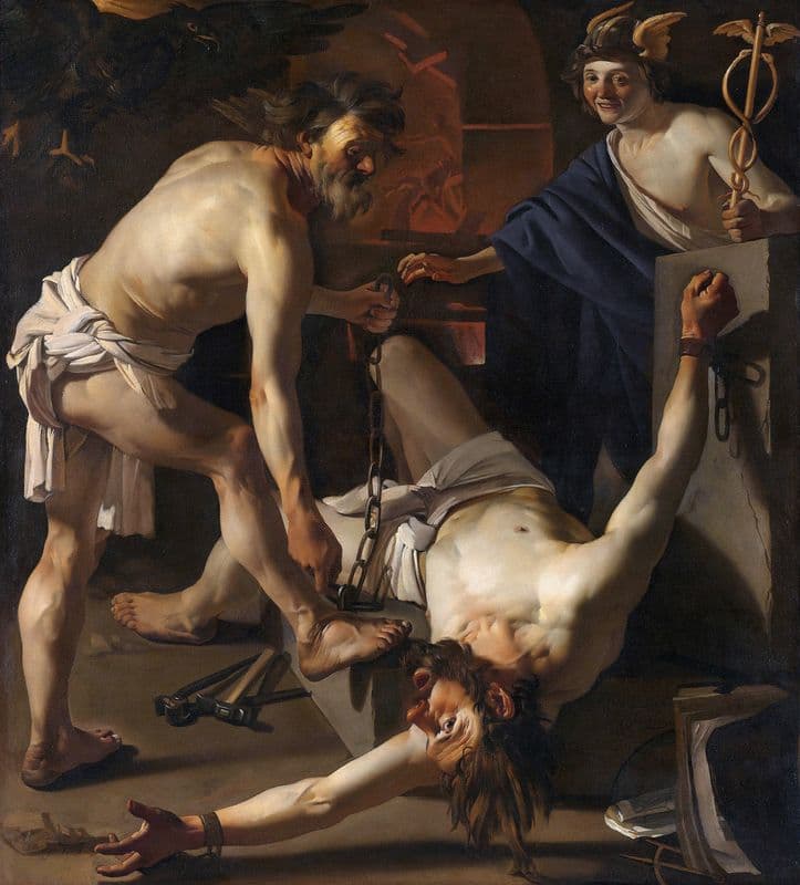 Prometheus Being Chained By Vulcan as a canvas print