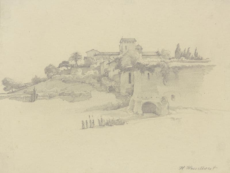Prozession vor dem Kloster San Onofrio, vom Forum Boarium aus gesehen as a canvas print