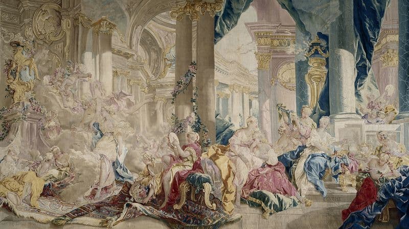 Psyché conduite par Zéphyr dans le palais de l’Amour. Psyché montrant ses richesses à ses soeurs as a canvas print