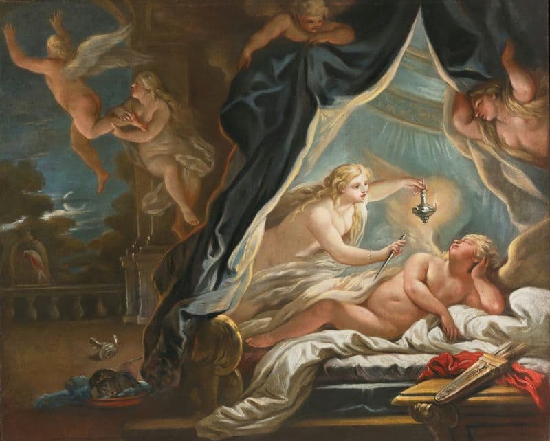 Psyche discovering the sleeping Cupid as a canvas print