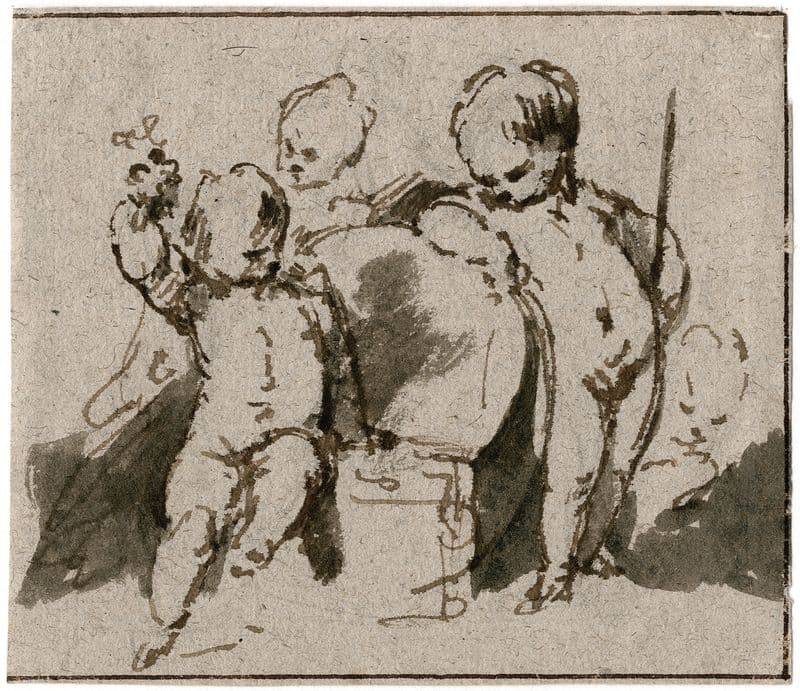 Putti bij een wijnkuip as a canvas print