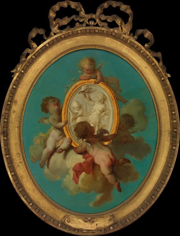 Putti with a Medallion as a canvas print