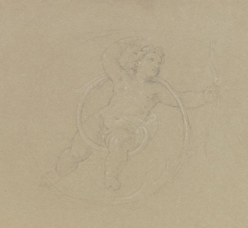 Putto zwischen Ranken, in der Linken einen Bogen as a canvas print