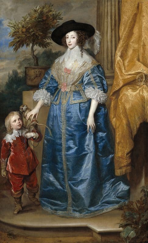 Queen Henrietta Maria with Sir Jeffrey Hudson as a canvas print