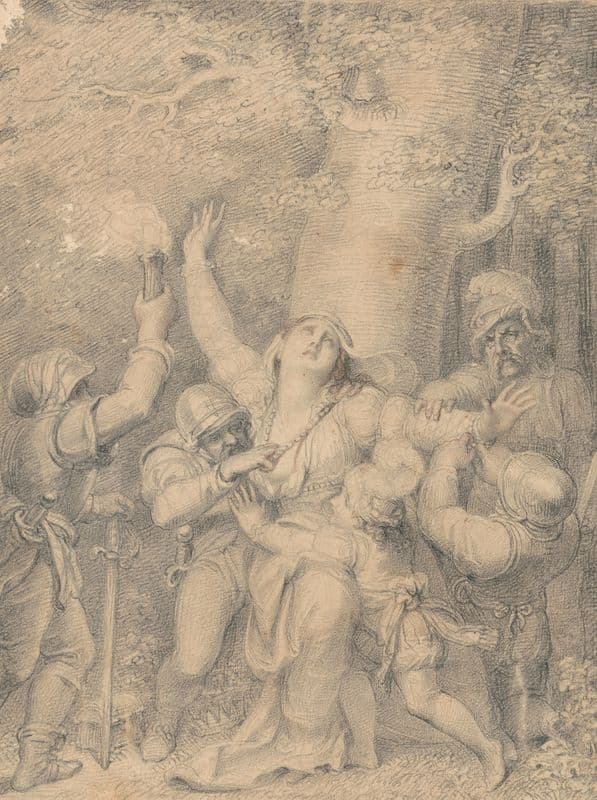 Queen Margaret of Anjou with the Prince, Her Son, Stripped of Her Regalia by Robbers in a Wood as a canvas print