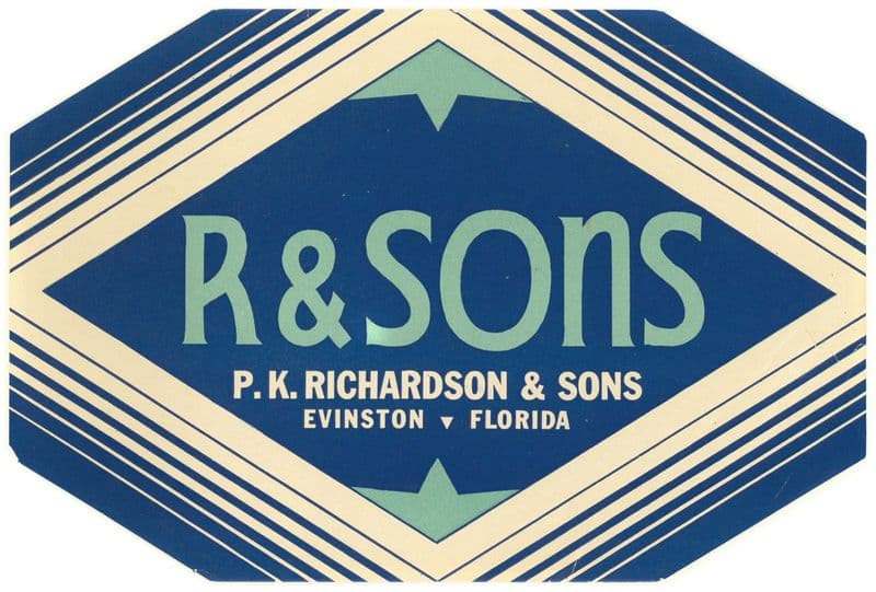 R and Sons Produce Label (1930-1950) as a canvas print