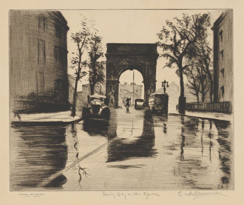 Rainy Day on the Square (1935-1943) as a canvas print