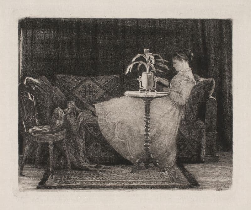 Reading lady as a canvas print