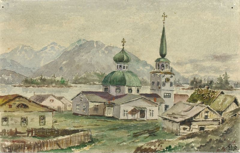 Rear View Of Greek Church, Sitka, 1888 as a canvas print