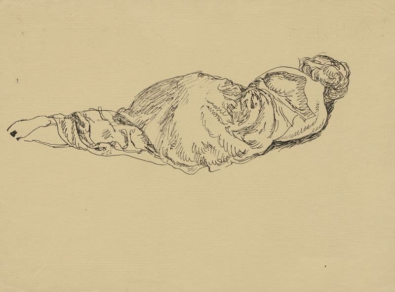 Reclining, naked woman wrapped in a blanket. (1895-1928) as a canvas print