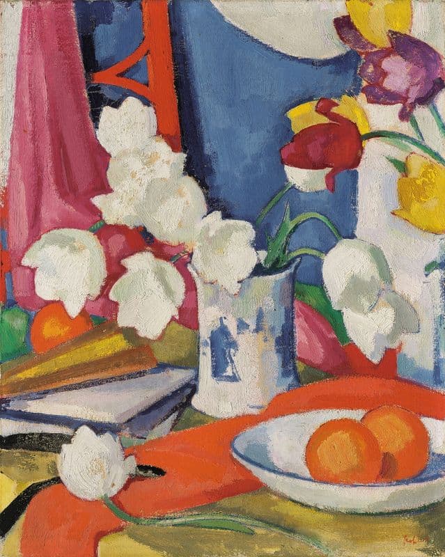 Red and White Tulips (1920s) as a canvas print