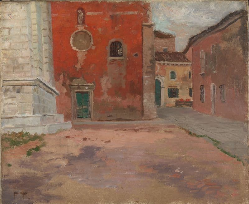 Red Church Wall in Venice as a canvas print