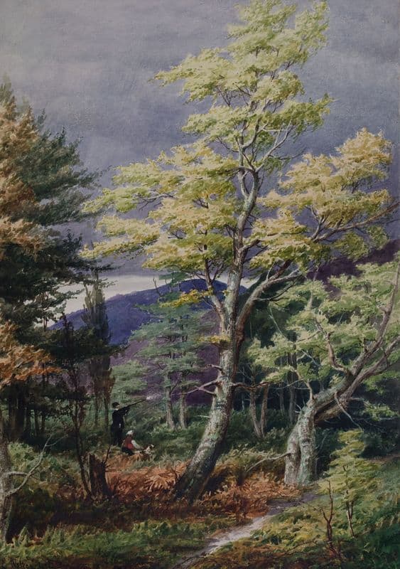 Rednal From Cofton, Man Shooting (1850-1880) as a canvas print