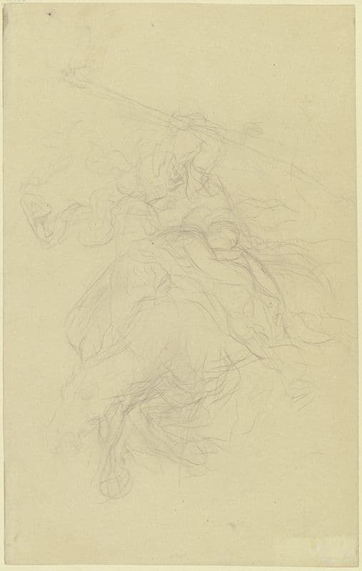 Reitender Tod, eine Sense schwingend, vor ihm eine Frau auf dem Pferde liegend as a canvas print