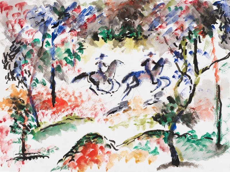 Reiter im Wald as a canvas print