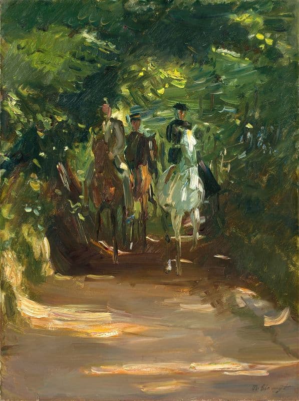 Reitergruppe im Wald as a canvas print