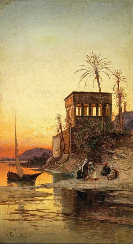 Resting by the Nile, in the Background Trajan’s Kiosk as a canvas print