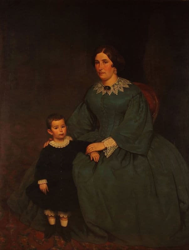 Retrato de Cecilia R. de Peralta Ramos y su hijo as a canvas print