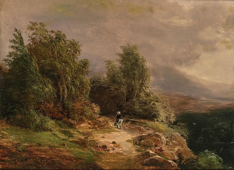 Returning Home Before the Storm in a Mountain Landscape as a canvas print