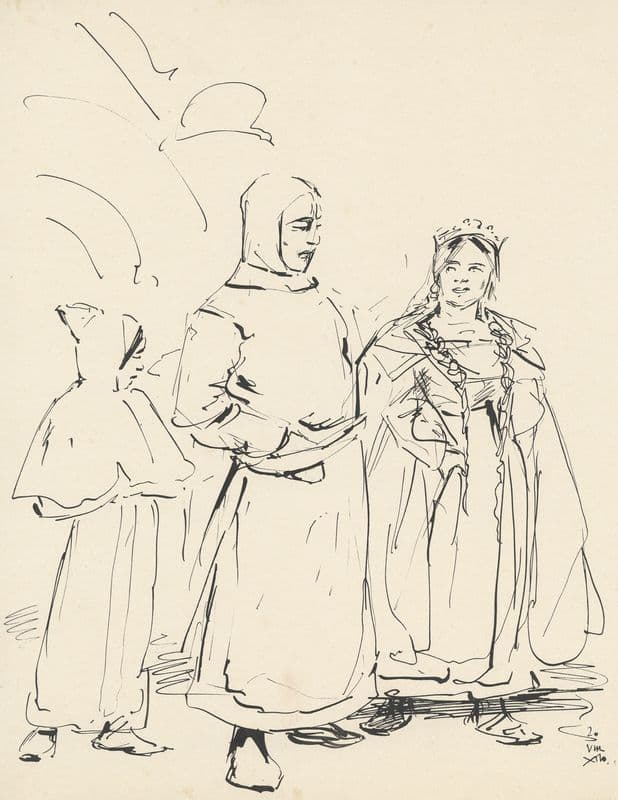 Ridderfiguur met gekroonde vrouw as a canvas print