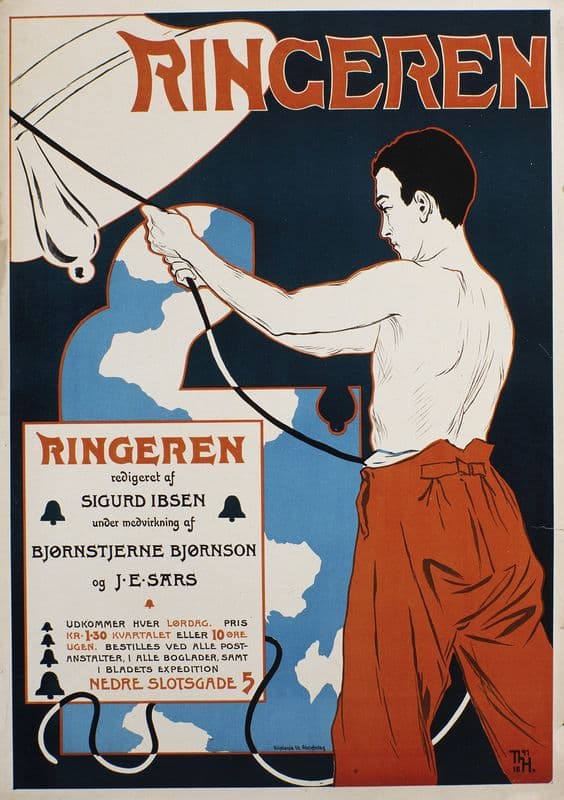 Ringeren. redigeret af Sigurd Ibsen under medvirkning af Bjørnstjerne Bjørnson og J.E. Sars as a canvas print