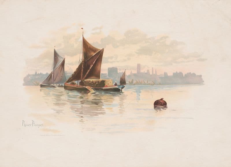 River barges as a canvas print
