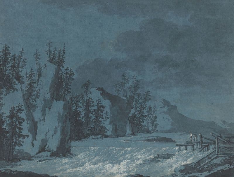 River Rapids by Wooded Cliffs (c. 1780) as a canvas print