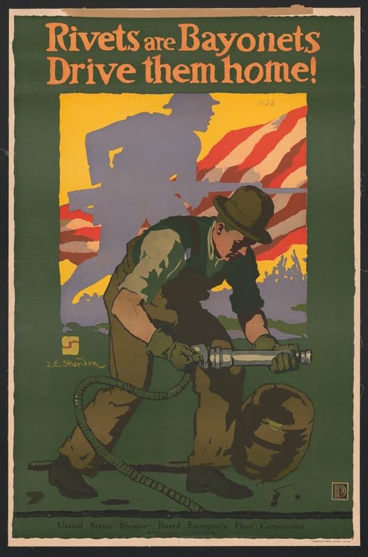 Rivets are bayonets – Drive them home! as a canvas print