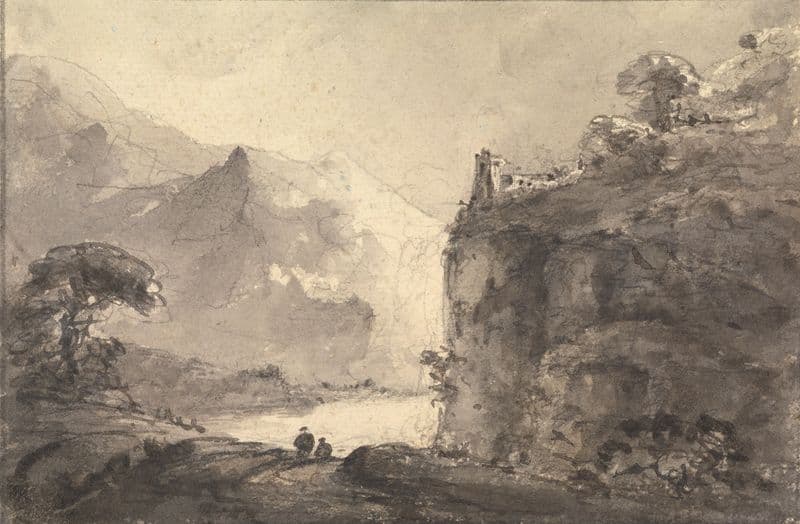 Rocky Landscape with Two Figures on a Path in the Center (between 1745 and 1748) as a canvas print