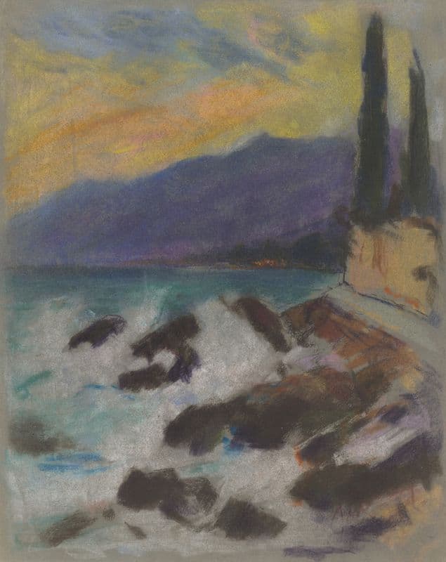 Rocky Seashore with Cypresses (1925-1928) as a canvas print