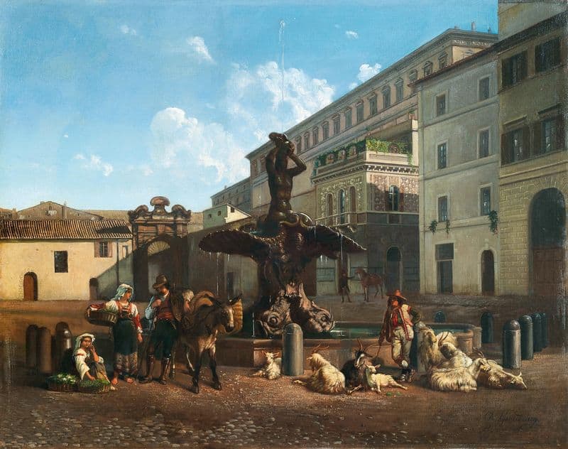 Rome, Piazza Barberini as a canvas print