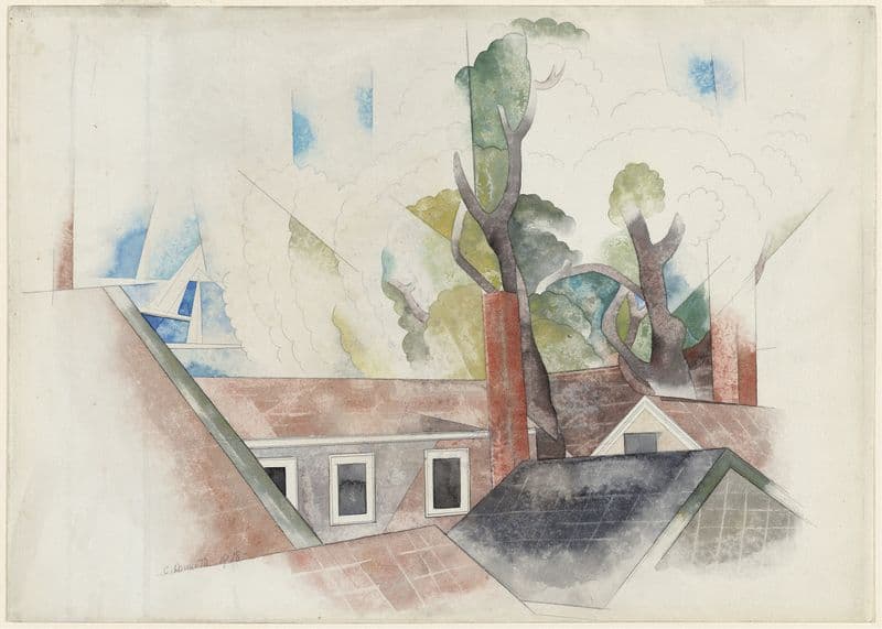 Rooftops and Trees as a canvas print
