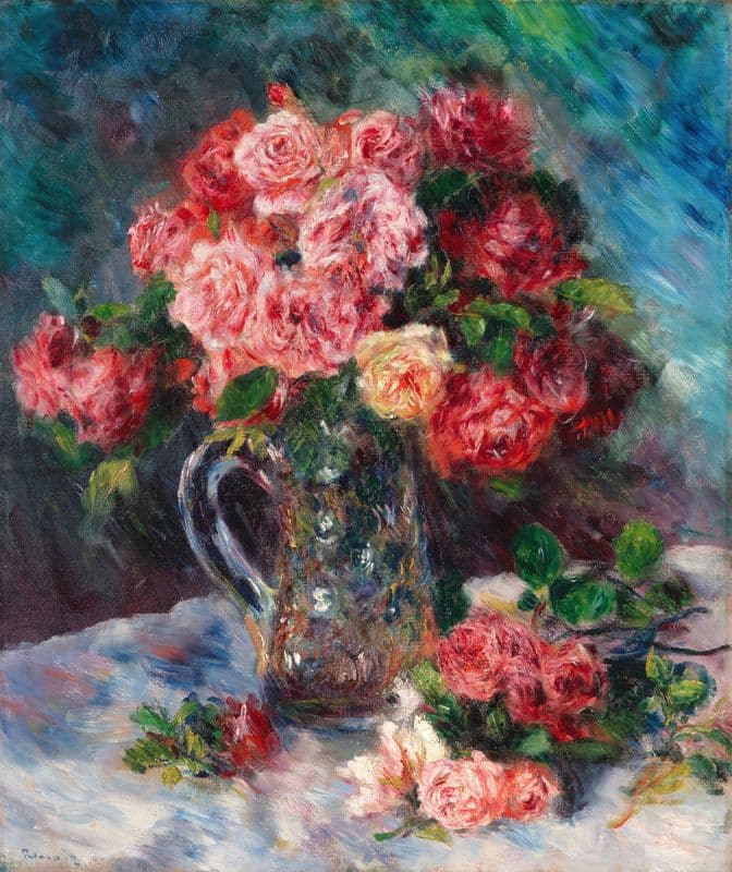 Roses dans un vase de cristal as a canvas print